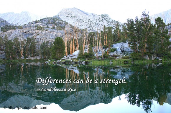 Differences can be a strength. ~ Condoleezza Rice