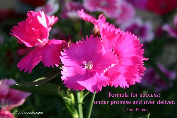 Formula for success: under promise and over deliver. ~ Tom Peters