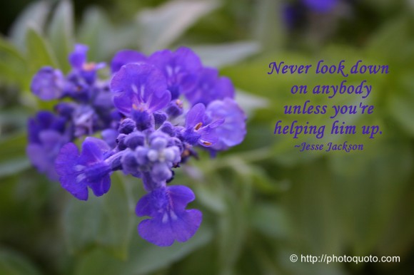 Never look down on anybody unless you're helping him up. ~ Jesse Jackson