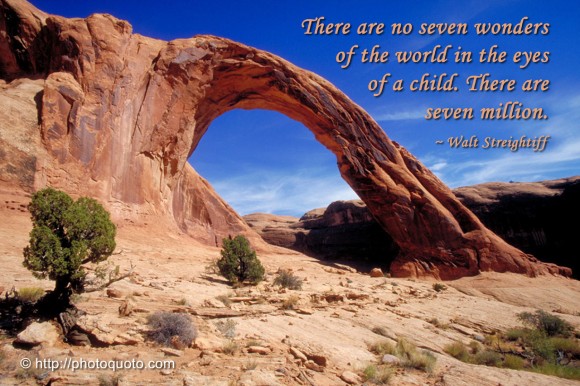 There are no seven wonders of the world in the eyes of a child. There are seven million. ~ Walt Streightiff