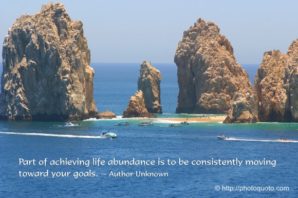 Part of achieving life abundance is to be consistently moving toward your goals. ~ Author Unknown