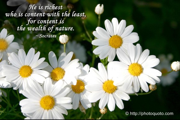 He is richest who is content with the least, for content is the wealth of nature. ~ Socrates
