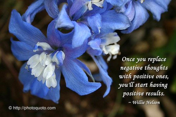 Once you replace negative thoughts with positive ones, you'll start having positive results. ~  Willie Nelson