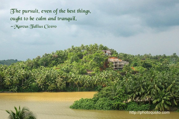 The pursuit, even of the best things, ought to be calm and tranquil. ~ Marcus Tullius Cicero