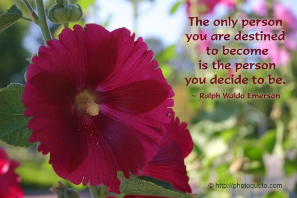 The only person you are destined to become is the person you decide to be. ~ Ralph Waldo Emerson  